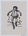 A man with his toungue out jumping in the air while cards fall out of his pockets, José Guadalupe Posada  Mexican, Zincograph