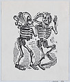 Two skeletons smiling and dancing, José Guadalupe Posada  Mexican, Zincograph