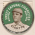 Cicotte, Boston Red Sox (green), from the Domino Discs series (PX7), issued by Kinney Brothers, Kinney Brothers Tobacco Company  American, Commercial color lithograph with metal trim