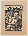Figure pierced by an arrow, holding a serpent and surrounded by flames, José Guadalupe Posada  Mexican, Type-metal engraving