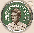 Collins, Philadelphia Athletics (green), from the Domino Discs series (PX7), issued by Kinney Brothers, Kinney Brothers Tobacco Company  American, Commercial color lithograph with metal trim