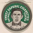 Delahanty, Detroit Tigers (green), from the Domino Discs series (PX7), issued by Kinney Brothers, Issued by Kinney Brothers Tobacco Company, Commercial color lithograph with metal trim