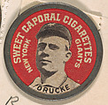 Drucke, New York Giants (red), from the Domino Discs series (PX7), issued by Kinney Brothers, Issued by Kinney Brothers Tobacco Company, Commercial color lithograph with metal trim