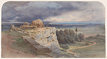 View of Norba from the North, towards San Felice Circeo, Carl Friedrich Heinrich Werner German, Watercolor