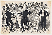 A dance with men in dresses paired with men in suits from a broadside entitled 'Los 41 maricones encontrados en un baile de la Calle de la Paz el 20 de Noviembre de 1901', José Guadalupe Posada  Mexican, Etching on zinc