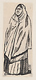 A woman wrapped in a shawl, José Guadalupe Posada Mexican, Woodcut (?)