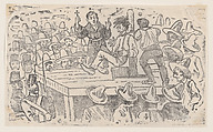 A man executed by garroting in the town square at Mixalco, José Guadalupe Posada Mexican, Zincograph