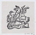 A man on horseback stabbing a monster with a lance, illustration from 'The King and His Three Sons', José Guadalupe Posada  Mexican, Type-metal engraving