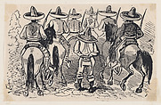 A group of Zapata followers on horseback from a broadside entitled 'Most wonderful miracle by the intercession of Our Most Blessed Lady of Perpetual Help worshipped in Cholula', José Guadalupe Posada Mexican, Zincograph