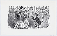 A woman dancing with a cat in a suit, José Guadalupe Posada  Mexican, Zincograph