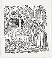 A skeleton covered with a sheet crying in a cemetery, from a broadside entitled ' Calavera llorando el hueso', José Guadalupe Posada  Mexican, Zincograph