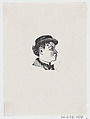 A profile of a boy with a hat looking to the right, José Guadalupe Posada Mexican, Zincograph