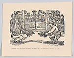 Two men in an arena holding cocks in preparation for a fight, spectators around the perimeter, José Guadalupe Posada  Mexican, Type-metal engraving