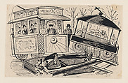 Collision between a trolley and a hearse, José Guadalupe Posada Mexican, Zincograph