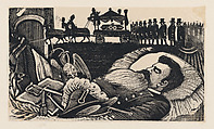 General Manuel González on his deathbed, from a broadside entitled 'Arrival at the capital of the body of General Manuel González', José Guadalupe Posada  Mexican, Type-metal engraving
