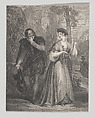 Beatrice and Benedick (Shakespeare, Much Ado About Nothing, Act 2, Scene 3), Charles Heath, the elder British, Etching and engraving