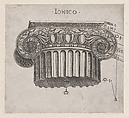 Ionic capital, from "Speculum Romanae Magnificentiae", Monogrammist G.A. with the Caltrop  Italian, Engraving