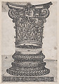 Decorated capital and base, from "Speculum Romanae Magnificentiae", Monogrammist G.A. with the Caltrop Italian, Engraving