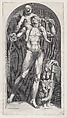 Bacchus on the Shoulders of a Satyr, from "Speculum Romanae Magnificentiae", Cornelis Cort  Netherlandish, Engraving