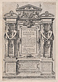 Title page engraved within architectonic and sculptural border, from "Speculum Romanae Magnificentiae", Etienne DuPérac French, Engraving