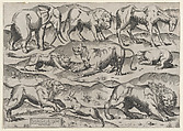 Wild Animals, from antique wall paintings, plate 1, from "Speculum Romanae Magnificentiae", Anonymous, Engraving