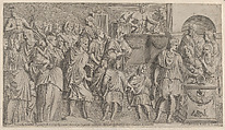 A Sacrifice, copied from a relief on Trajan's Column, from "Speculum Romanae Magnificentiae", Léon Davent  French, Etching