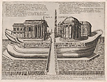 Temples on the Isle of Tiber, from "Speculum Romanae Magnificentiae", Anonymous, Engraving and etching
