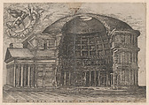 The Pantheon with cutaway showing the interior, from the "Speculum Romanae Magnificentiae", Anonymous, Engraving