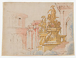 Studies for the trompe-l’oeil decorations of Palazzo Ducale (Palazzo Pitti), Florence, Agostino (Stanzani) Mitelli (Italian, Battidizzo (Bologna) 1609–1660 Madrid), Pen and brown ink over black chalk, some with watercolor