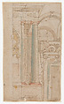 Studies for the trompe-l’oeil decorations of Palazzo Ducale (Palazzo Pitti), Florence, Agostino (Stanzani) Mitelli (Italian, Battidizzo (Bologna) 1609–1660 Madrid), Pen and brown ink over black chalk, some with watercolor