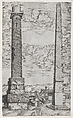 Column of Antoninus and a Roman Obelisk, from "Speculum Romanae Magnificentiae", Anonymous, Etching