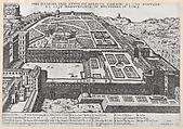 Aerial View of the Belvedere and its Gardens, from "Speculum Romanae Magnificentiae", Giovanni Ambrogio Brambilla Italian, Etching and engraving
