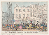 Master Billy's Procession to Grocers Hall, Thomas Rowlandson British, Hand-colored etching