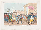 The Westminster Deserter Drum'd Out of The Regiment, Thomas Rowlandson  British, Hand-colored etching