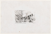 A Cabriolet with a Groom Parked Beside an Outhouse [A Gig], from The Rhedarium, or, A New Book of Horses and Carriages, Thomas Rowlandson  British, Etching and stipple