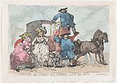 Sympathy, or A Family On A Journey Laying The Dust, Thomas Rowlandson  British, Hand-colored etching