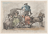 Sympathy, or A Family On A Journey Laying The Dust, Thomas Rowlandson British, Hand-colored etching