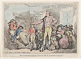 The Surprising Irish Giant of St. James's Street, Thomas Rowlandson  British, Hand-colored etching