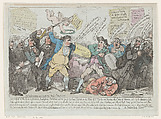 The Defeat of the High & Mighty Bailissimo Corbettino..., Thomas Rowlandson  British, Hand-colored etching