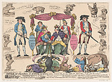 Sketch of Politicks in Europe, Birthday of the King of Prussia, Thomas Rowlandson  British, Hand-colored etching