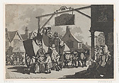 Stage Coach Setting Down at the Dolphin Inn, Thomas Rowlandson  British, Etching and aquatint