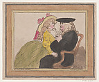 Lady on a Lawyer's Knee—Romance, William Henry Wood  British, Hand-colored etching and aquatint