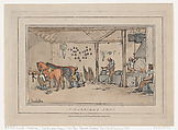 A Farrier's Shop, Thomas Rowlandson British, Hand-colored etching and aquatint