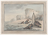A View near Folkstone with Fishermen Selling a Cargo, Thomas Rowlandson  British, Etching and aquatint