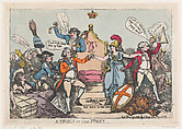 A Touch on the Times, Thomas Rowlandson British, Hand-colored etching (impression blurred in printing)