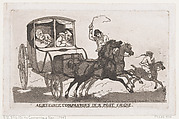Agreeable Companions in a Post Chaise, Thomas Rowlandson  British, Etching and aquatint