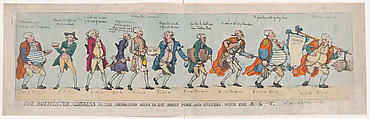The Rochester Address or The Corporation Going To Eat Roast Pork and Oysters with the R-G-T., Thomas Rowlandson British, Hand-colored etching