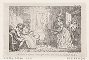 Tom Jones & Sophia interrupted in a tete a tete by Lady Bellaston, from "The History of Tom Jones, a Foundling", Thomas Rowlandson British, Etching