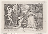 Partridge Interrupts Tom Jones in his Protestations to Lady Bellaston, from "The History of Tom Jones, a Foundling", Thomas Rowlandson British, Etching