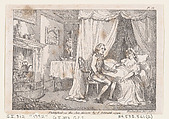 Lady Booby attempts to seduce the immaculate Joseph, from "The Adventures of Joseph Andrews, and His Friend Mr. Abraham Adams", Thomas Rowlandson British, Etching